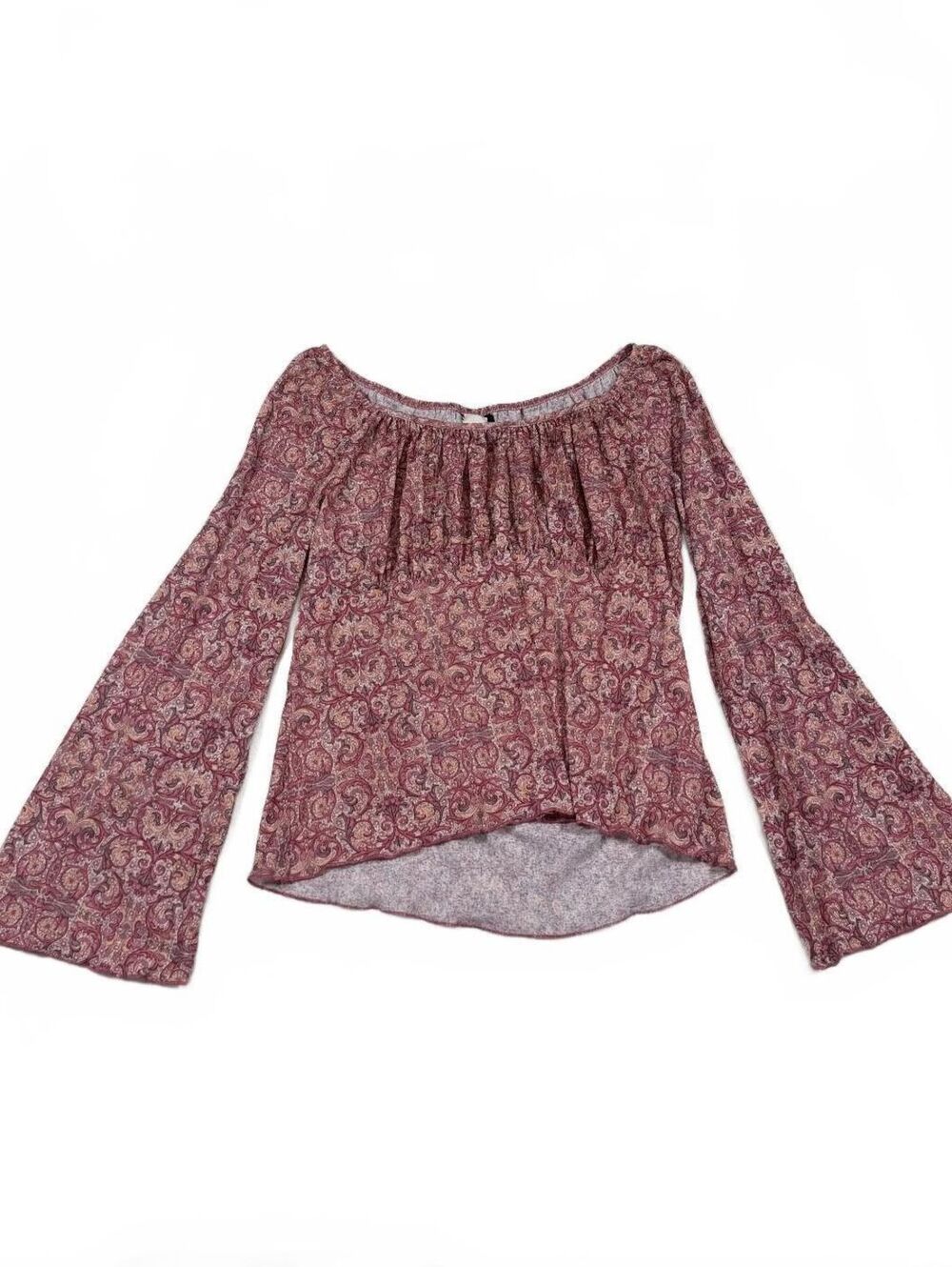 New York City Design Co. Pink Babydoll Bell Sleeve Long Sleeve Blouse Size L